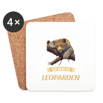 Leoparden Leopard - Untersetzer (4er-Set) - Weiß - Vorne