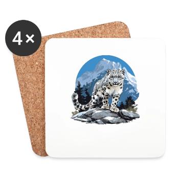 Snow Leopard Schneeleoparden Schneeleopard - Coasters (set of 4) - white - Front
