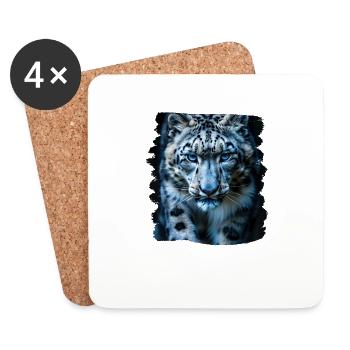 Snow Leopard Schneeleoparden Schneeleopard - Coasters (set of 4) - white - Front