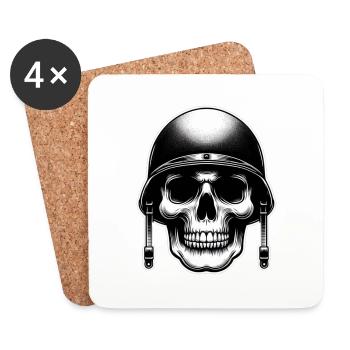Skull Soldier T-Shirt Plain - Coasters (set of 4) - white - Front