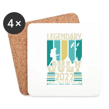 cadeau Anniversaire Juillet 2022, Vintage juillet. - Dessous de verre (lot de 4) - blanc - Devant