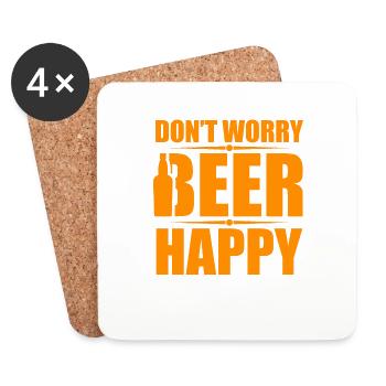 Dont WorryBeer Happy funny Beer Quotes - Untersetzer (4er-Set) - Weiß - Vorne
