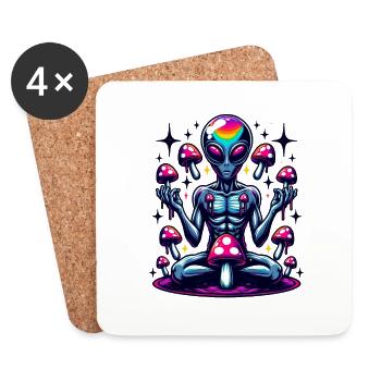 Alien aux champignons - Dessous de verre (lot de 4) - blanc - Devant