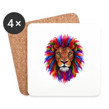 Psychedelic Lion - Coasters (set of 4) - white - Front