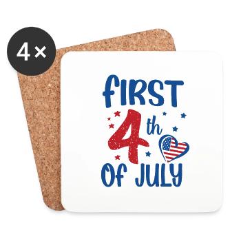 First 4th of July Independence Day America - Coasters (set of 4) - white - Front