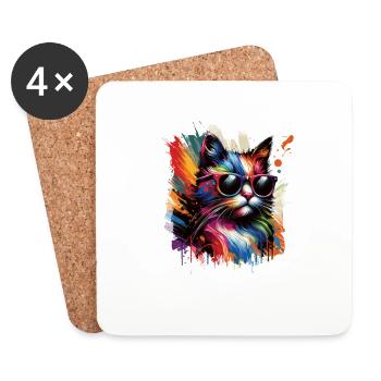 Life is better with cats - Coasters (set of 4) - white - Front