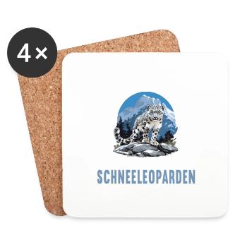 Léopard des neiges Schneeleoparden Schneeleopard - Dessous de verre (lot de 4) - blanc - Devant