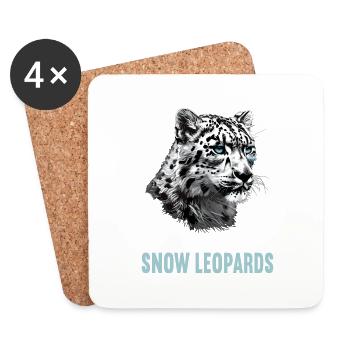 Snow Leopard Schneeleoparden Schneeleopard - Untersetzer (4er-Set) - Weiß - Vorne