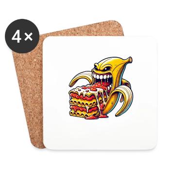 Lasagne drôle à la banane italienne - Dessous de verre (lot de 4) - blanc - Devant