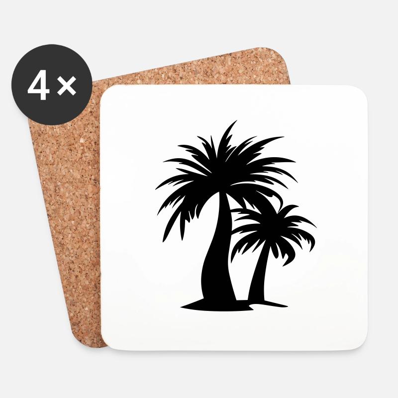 Palme - Untersetzer (4er-Set) - Weiß