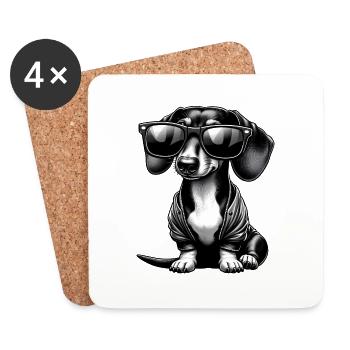 Cute Dachshund Dog - Coasters (set of 4) - white - Front