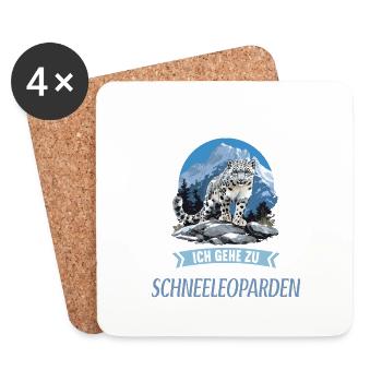 Léopard des neiges Schneeleoparden Schneeleopard - Dessous de verre (lot de 4) - blanc - Devant