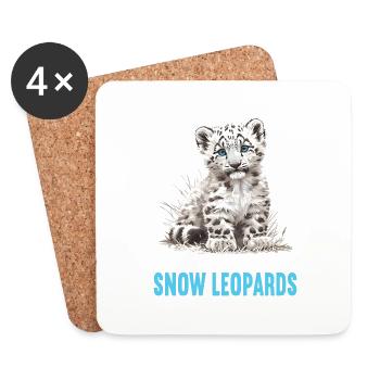Snow Leopard Schneeleoparden Schneeleopard - Coasters (set of 4) - white - Front