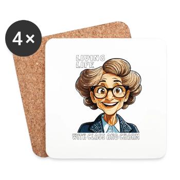 SENIOR WOMAN LIVING LIFE WITH CLASS CHARM - Coasters (set of 4) - white - Front