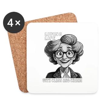 SENIOR WOMAN LIVING LIFE WITH CLASS CHARM - Coasters (set of 4) - white - Front