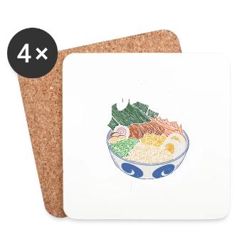 Ramen Lover Soupe de nouilles japonaise Ramen - Dessous de verre (lot de 4) - blanc - Devant