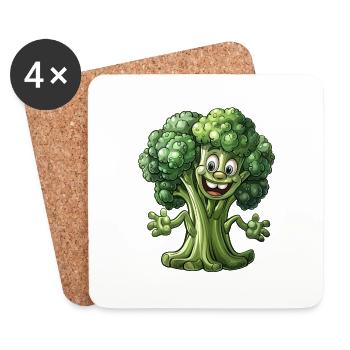Brocoli végétalien - Dessous de verre (lot de 4) - blanc - Devant