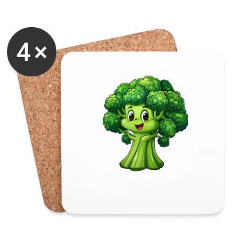 Brocoli heureux - Dessous de verre (lot de 4) - blanc - Devant