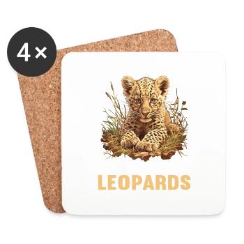 Leoparden Leopard - Untersetzer (4er-Set) - Weiß - Vorne
