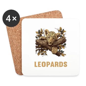 Leoparden Leopard - Untersetzer (4er-Set) - Weiß - Vorne