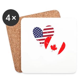 USA Canada Heart Country Flag American Canadian - Untersetzer (4er-Set) - Weiß - Vorne