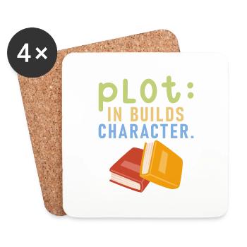 Plot It Builds Charactet Book Writing Writer - Untersetzer (4er-Set) - Weiß - Vorne
