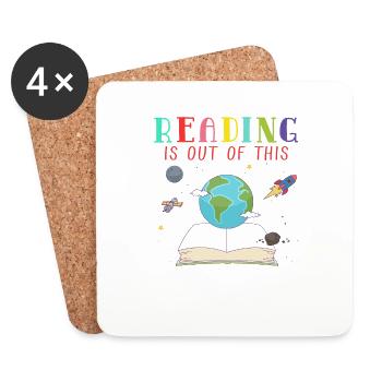 Reading is out of this World Space Book World Book - Untersetzer (4er-Set) - Weiß - Vorne