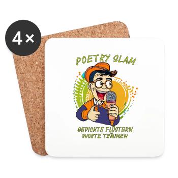 MANN MIKROFON POETRY SLAM GEDICHTE - Untersetzer (4er-Set) - Weiß - Vorne