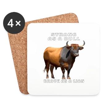 STRONG AS A BULL, BRAVE AS A LION - Untersetzer (4er-Set) - Weiß - Vorne