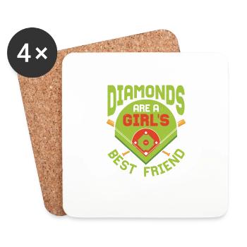 Les diamants sont les meilleurs amis d’une fille Baseball Softbal - Dessous de verre (lot de 4) - blanc - Devant