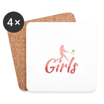 Let’s Do This Baseball Softball Filles - Dessous de verre (lot de 4) - blanc - Devant