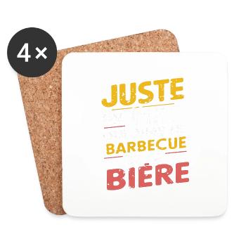 Grillbier - BBQ-Humor - Untersetzer (4er-Set) - Weiß - Vorne