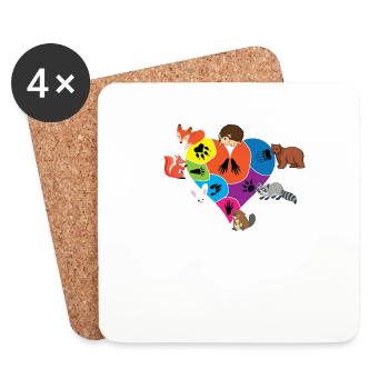Empreintes De Pattes Coeur Avec Des Animaux Et Leurs Pattes Drôle - Dessous de verre (lot de 4) - blanc - Devant