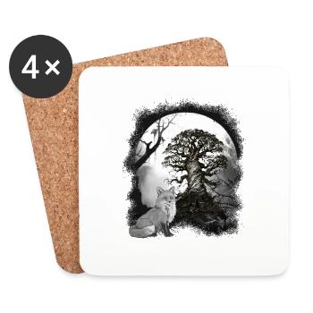Halloween Renard de la forêt Renards Conte de fées Personnage de conte de fées - Dessous de verre (lot de 4) - blanc - Devant
