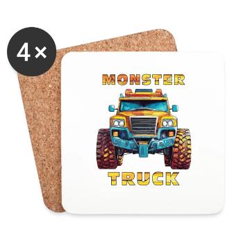 VOITURE MONSTER TRUCK - Dessous de verre (lot de 4) - blanc - Devant