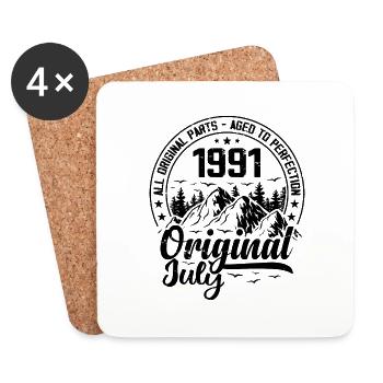 1991 July Original: 33 Years Anniversary Gift - Coasters (set of 4) - white - Front