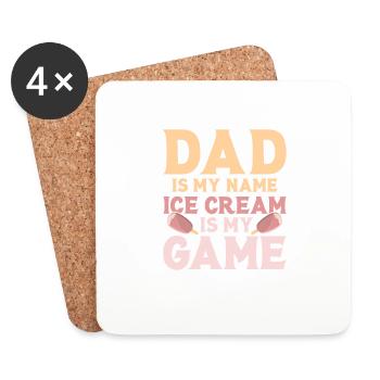 Dad Is My Name Ice Cream Is My Game Cone Scoop Su - Untersetzer (4er-Set) - Weiß - Vorne