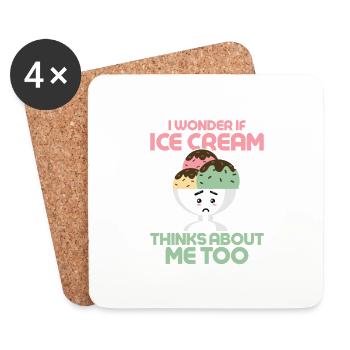 I Wonder If Ice Cream Thinks About Me Too Cone Sc - Untersetzer (4er-Set) - Weiß - Vorne