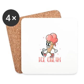 I'm Just Here For The Ice Cream Cone Scoop Summer - Untersetzer (4er-Set) - Weiß - Vorne