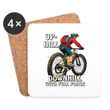 MOUNTAIN BIKER UPHILL DOWNHILL - Coasters (set of 4) - white - Front