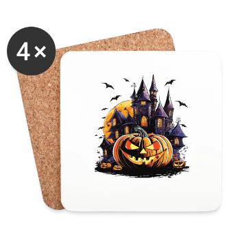 HALLOWEEN CASTLE PUMPKIN - Coasters (set of 4) - white - Front