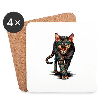 Mandala Art Bengalkatze - Untersetzer (4er-Set) - Weiß - Vorne