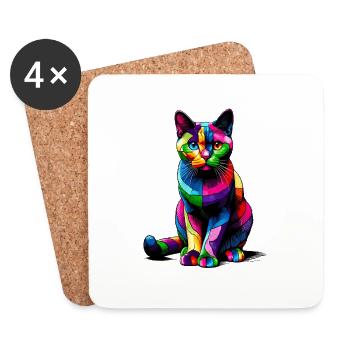Bunte Pop Art Colorpoint Kurzhaar - Untersetzer (4er-Set) - Weiß - Vorne