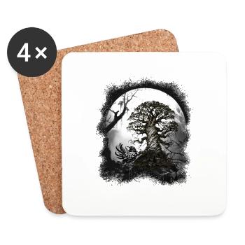 Halloween Crow Raven Forest Forest Creature Occult - Coasters (set of 4) - white - Front
