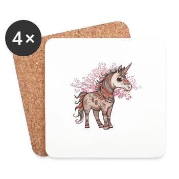Licornes, Licorne, Chaman, Nature, Forêt, Amérindien - Dessous de verre (lot de 4) - blanc - Devant