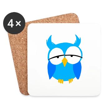 Blue Boys hibou dessin animé nocturne oiseaux de proie amour - Dessous de verre (lot de 4) - blanc - Devant