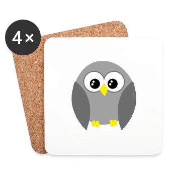 Graue Hoot Eule Niedliche große Augen Raubvogel Liebhaber - Untersetzer (4er-Set) - Weiß - Vorne