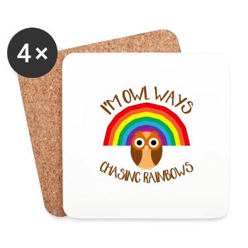 I'm Owl Ways Chasing Rainbows Funny Bird Lover - Coasters (set of 4) - white - Front