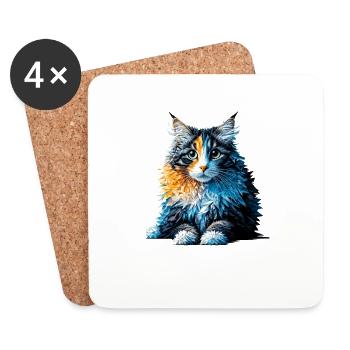 Polygon Art American Curl - Untersetzer (4er-Set) - Weiß - Vorne