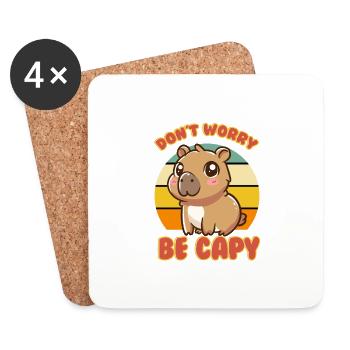 Don't Worry Be Capy - Cute Capybara Wortspiel - Untersetzer (4er-Set) - Weiß - Vorne